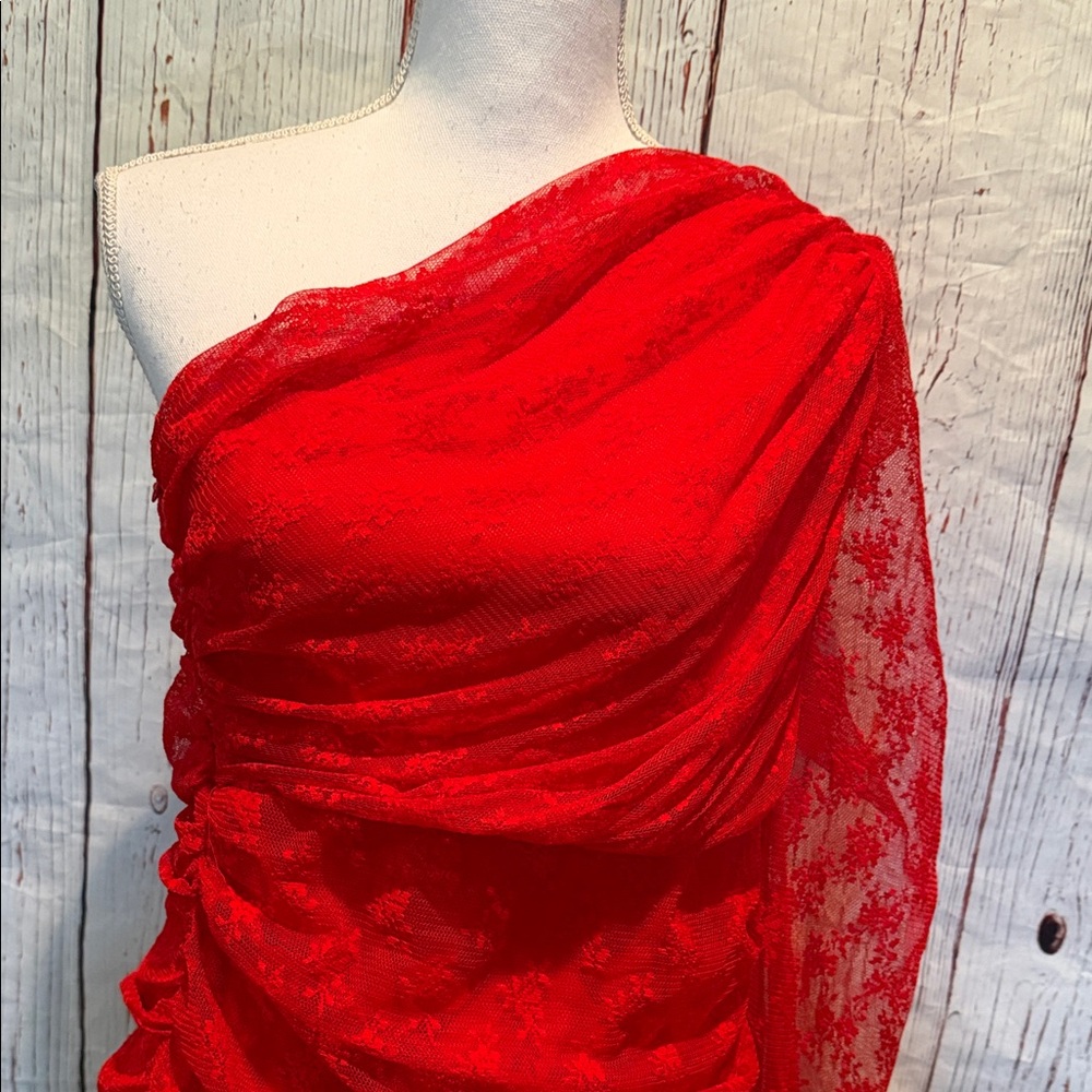 Showpo Vibrant Red One-Shoulder Dress - Picture 2 of 3